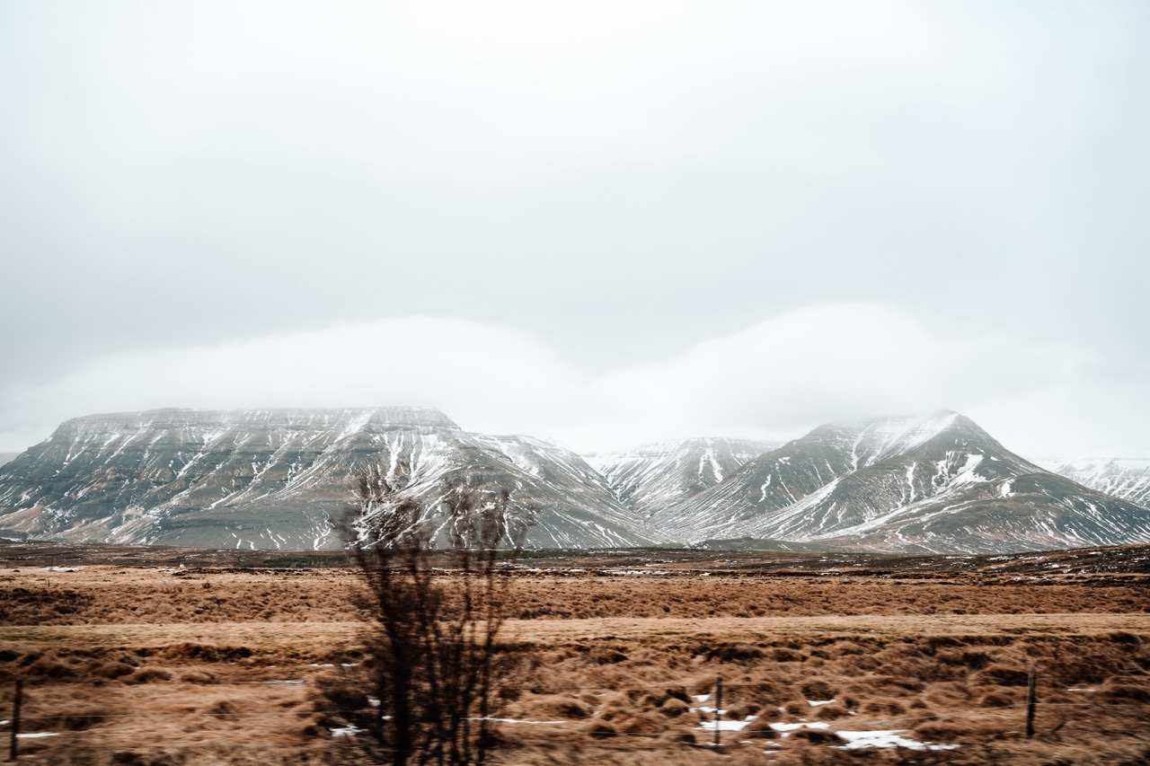 Iceland. Beautiful mountain scenery as we drove through the island.